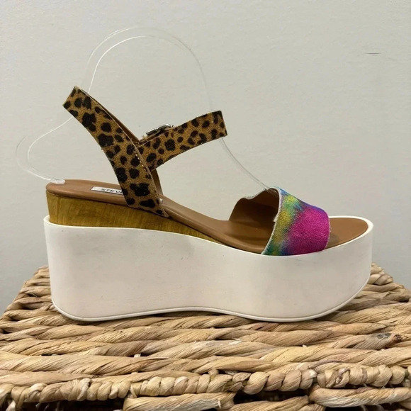 Steve Madden Prestyn Tie Dye & Leopard Platform Sandals 9 - Picture 8 of 9